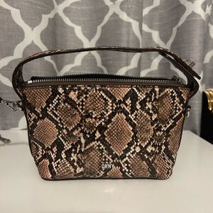 DKNY Snake Print Cosmetic Bag - Brown and Black